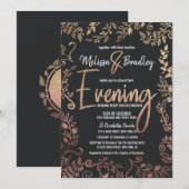 バラ金ゴールドフローラ金ゴールドグラデーション夕べ 招待状 (正面/裏面)