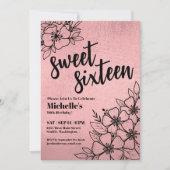 バラ金ゴールドフローラ16誕生日 招待状 (正面)