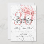 バラ金ゴールドフローラ30th誕生日パーティー大理石 招待状 (正面)