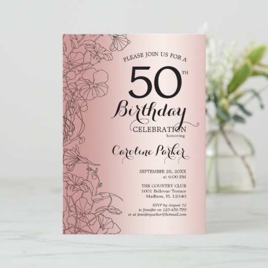バラ金ゴールドフローラ50th誕生日パーティー 招待状 (スタンド正面)