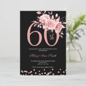 バラ金ゴールドフローラ60thバースデーパーティーブラック 招待状 (スタンド正面)