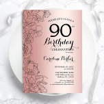 バラ金ゴールドフローラ90th誕生日パーティー 招待状<br><div class="desc">バラ金ゴールドフローラ90th Birthday Party Invitation.ボタニカルモダンアウトラインスケッチのアクセントとタイポグラフィスクリプトフォントを特徴とするミニマルデザイン。トレンディーシンプル招待状カードは女性の日スタイリッシュお祝いに最適。任意のカスタマイズ年齢にすることができる。印刷されたZazzle招待状または即時ダウンロードのデジタル印刷可能なテンプレート。</div>