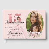 バラ金ゴールドフローラ&フォトキンセアニラパーソナライズされた ゲストブック (正面)