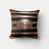 バラ金ゴールドブストライプラシ クッション (正面)