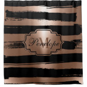 バラ金ゴールドブストライプラシ シャワーカーテン (正面)