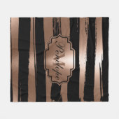 バラ金ゴールドブストライプラシ フリースブランケット (正面(横))