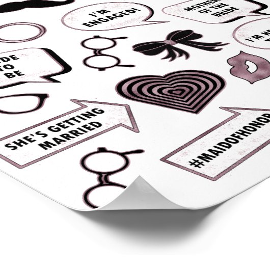 バラ金ゴールドブライダルシャワーおもしろいパーティー印刷可能なプロパティ ポスター (角)