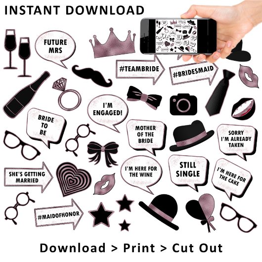 バラ金ゴールドブライダルシャワーおもしろいパーティー印刷可能なプロパティ ポスター