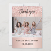 バラ金ゴールドブライダルシャワー写真サンキューカード 招待状 (正面)