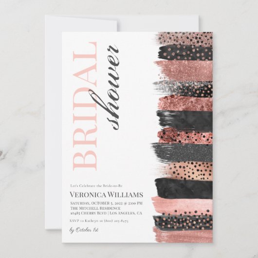 バラ金ゴールドブライダルシャワー招待 招待状 (正面)