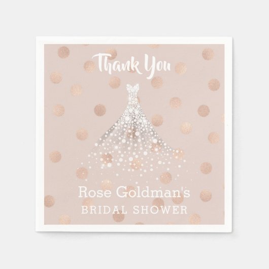 バラ金ゴールドブライダルシャワー結婚ズドレス スタンダードカクテルナプキン (正面)