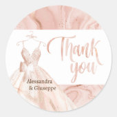 バラ金ゴールドブライダルドレスシャワーありがとう好意 ラウンドシール (正面)