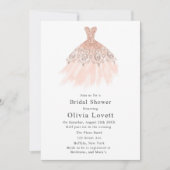 バラ金ゴールドブライデスメイドドレスブライダルシャワー 招待状 (正面)