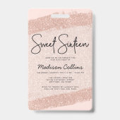 バラ金ゴールドブラシグリッタースイート16招待状VIP バッジ (裏面)