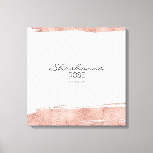 バラ金ゴールドブラシストロークバルミツワーサインインボード キャンバスプリント (正面)