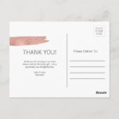 バラ金ゴールドブラシストロークブライダルシャワー感謝してい葉書 ポストカード (裏面)