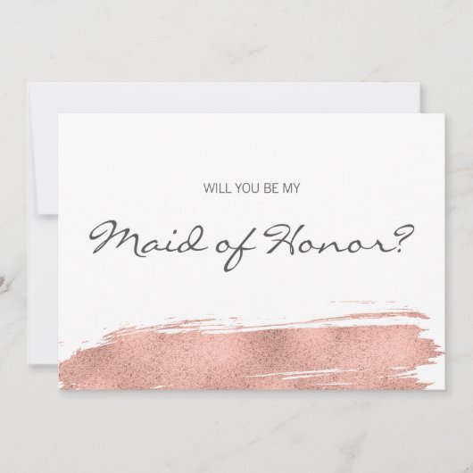 バラ金ゴールドブラシストロークBe Myメイド・オブ・オーナー(花嫁付き添い人)カード 招待状 (正面)