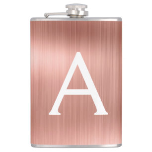 バラ金ゴールドブラシメタルモノグラム名とイニシャル フラスク