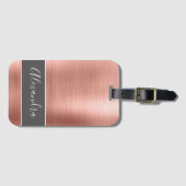 バラ金ゴールドブラシメタルモノグラム名 ラゲッジタグ (正面横)