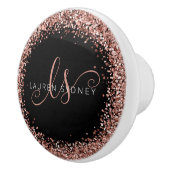 バラ金ゴールドブラシ仕上げメタルグリッターモノグラムネームセラ セラミックノブ (右)