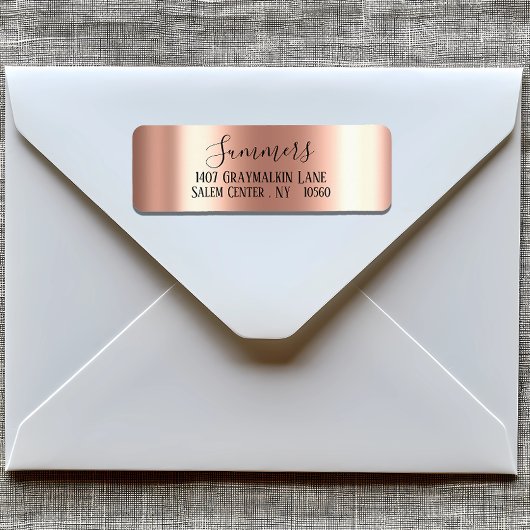 バラ金ゴールドブラシ仕上げメタルスクリプトアドレス ラベル