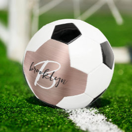 バラ金ゴールドブラシ仕上げメタルスクリプトモノグラム サッカーボール