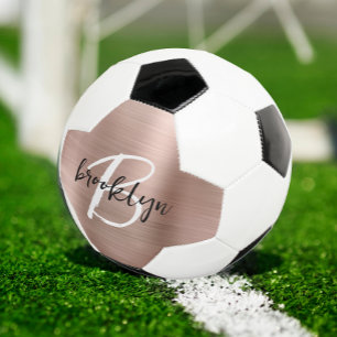 バラ金ゴールドブラシ仕上げメタルスクリプトモノグラム サッカーボール