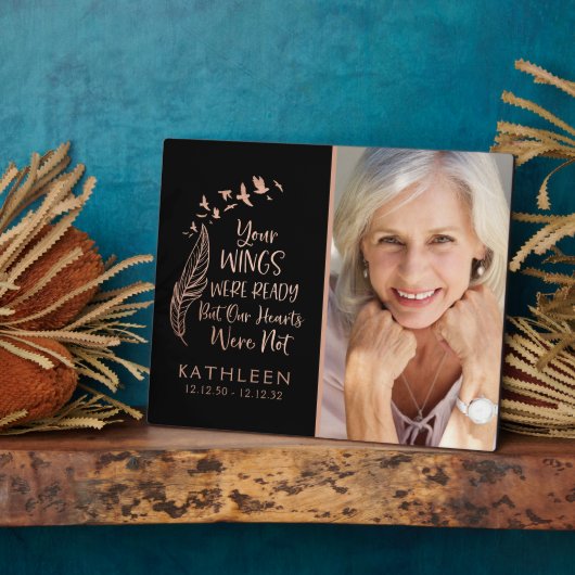 バラ金ゴールドブラシ仕上げメタル家族メモリアル写真 フォトプラーク (側面)