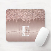 バラ金ゴールドブラシ仕上げ金属グリッタードライモノグラムのプ マウスパッド (マウス)