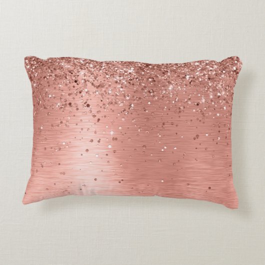 バラ金ゴールドブラシ仕上げ金属グリッターモノグラム名 アクセントクッション (裏面)