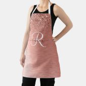 バラ金ゴールドブラシ仕上げ金属グリッターモノグラム名 エプロン (インサイチュ)