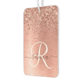 バラ金ゴールドブラシ仕上げ金属グリッターモノグラム名 カーエアーフレッシュナー (左)