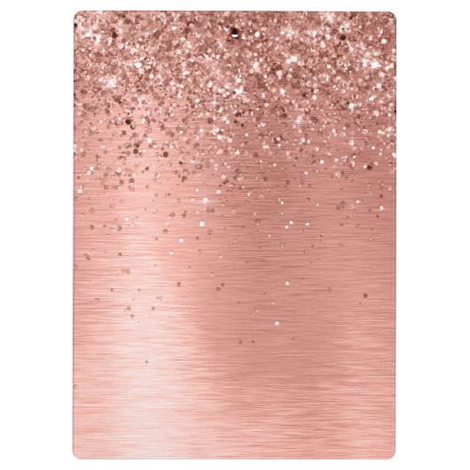 バラ金ゴールドブラシ仕上げ金属グリッターモノグラム名 クリップボード (裏面)