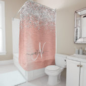 バラ金ゴールドブラシ仕上げ金属グリッターモノグラム名 シャワーカーテン (インサイチュ)