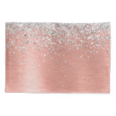 バラ金ゴールドブラシ仕上げ金属グリッターモノグラム名 枕カバー (裏面)