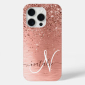 バラ金ゴールドブラシ仕上げ金属グリッターモノグラム名 Case-Mate iPhoneケース (裏面)