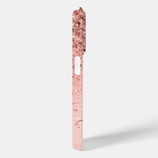 バラ金ゴールドブラシ仕上げ金属グリッターモノグラム名 Case-Mate iPhoneケース (裏面 / 右)