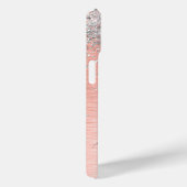 バラ金ゴールドブラシ仕上げ金属グリッターモノグラム名 Case-Mate iPhoneケース (裏面 / 右)