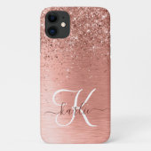 バラ金ゴールドブラシ仕上げ金属グリッターモノグラム名 Case-Mate iPhoneケース (裏面)