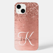 バラ金ゴールドブラシ仕上げ金属グリッターモノグラム名 Case-Mate iPhoneケース (裏面)
