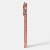 バラ金ゴールドブラシ仕上げ金属グリッターモノグラム名 iPhoneケース (左側面)