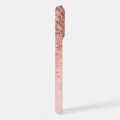 バラ金ゴールドブラシ仕上げ金属グリッターモノグラム名 iPhoneケース (右側面)