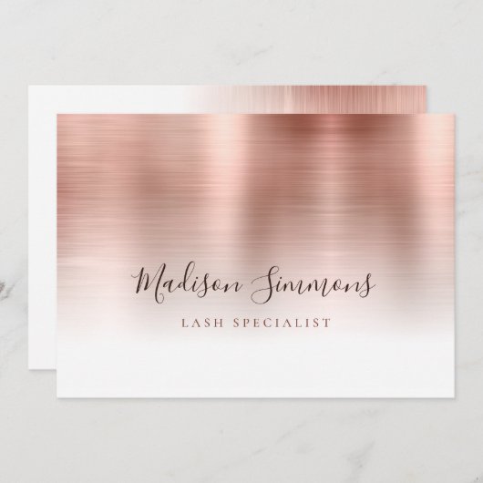 バラ金ゴールドブラシ仕上げ金属モノグラムスタイリッシュスクリプトブー 招待状 (正面/裏面)