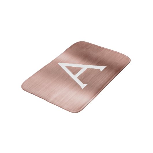 バラ金ゴールドブラシ仕上げ金属モノグラム名とイニシャル バスマット (アングル)