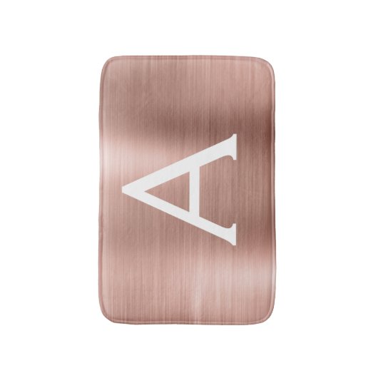 バラ金ゴールドブラシ仕上げ金属モノグラム名とイニシャル バスマット (正面縦)