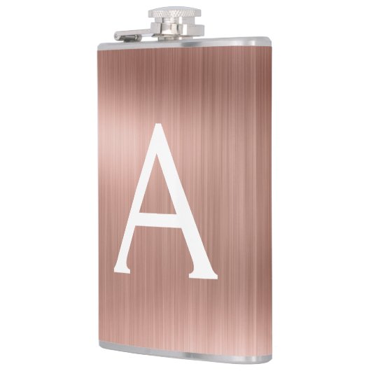 バラ金ゴールドブラシ仕上げ金属モノグラム名とイニシャル フラスク (左)