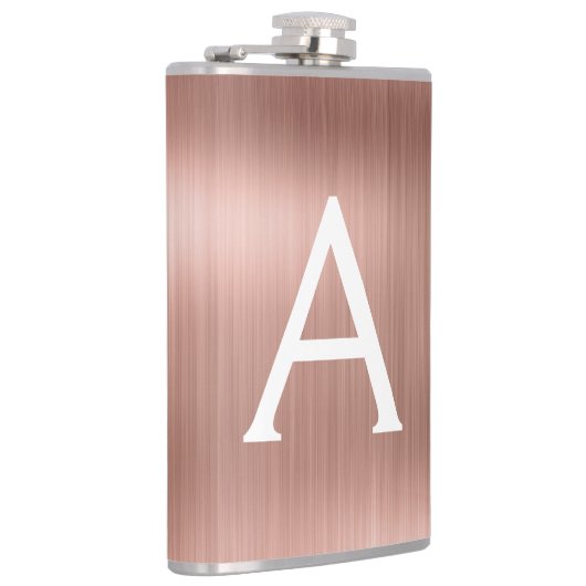 バラ金ゴールドブラシ仕上げ金属モノグラム名とイニシャル フラスク (右)