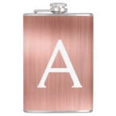 バラ金ゴールドブラシ仕上げ金属モノグラム名とイニシャル フラスク (正面)