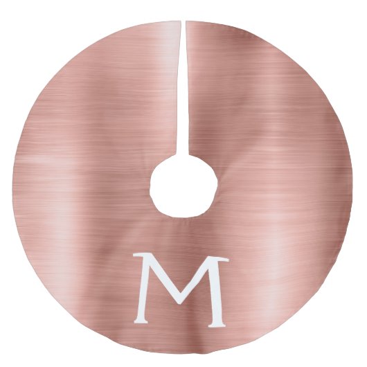 バラ金ゴールドブラシ仕上げ金属モノグラム名とイニシャル ブラッシュドポリエステルツリースカート (正面)