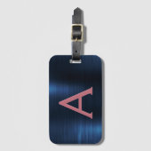 バラ金ゴールドブラシ仕上げ金属モノグラム名とイニシャル ラゲッジタグ (正面縦)